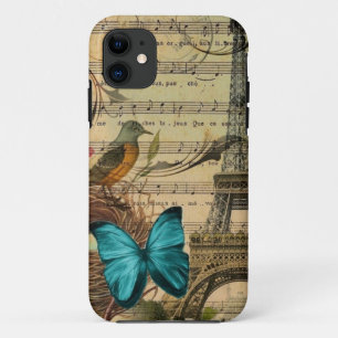 Coque Case-Mate iPhone notes florales de musique de Tour Eiffel vintage