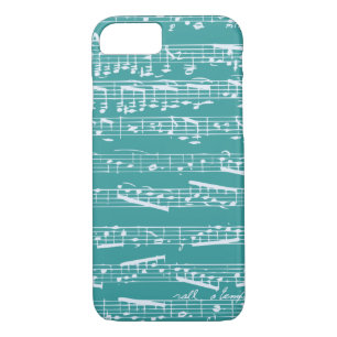 Coque iPhone 8/7 Notes musicales Aqua Blue