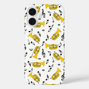 Coque Pour iPhone 16 Notes musicales Baritone Gris Marching