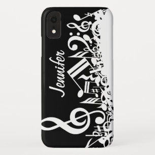 Coques Pour iPhone Notes musicales brouillées blanches personnalisé