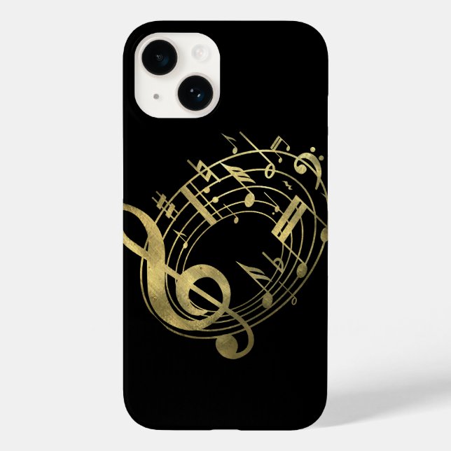 Coques Case-Mate iPhone Notes musicales d'or en forme ovale (Verso)