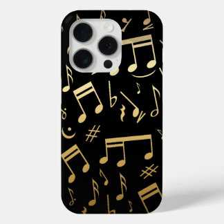 Coque Case-Mate iPhone Notes musicales d'or sur arrière - plan noir