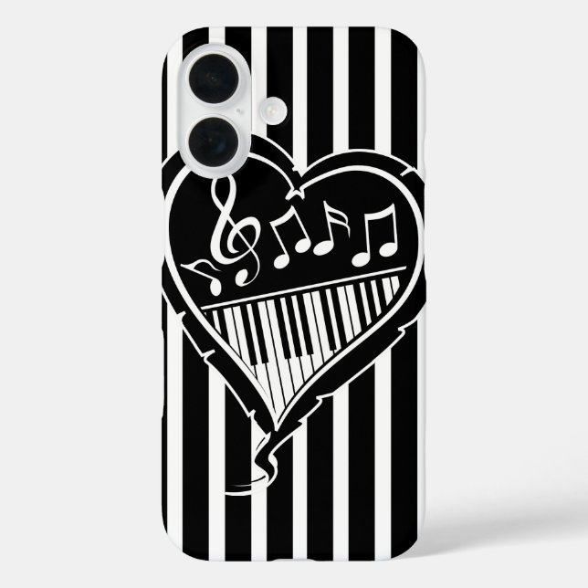 Coques Case-Mate iPhone Notes musicales et piano noir et blanc élégant (Verso)