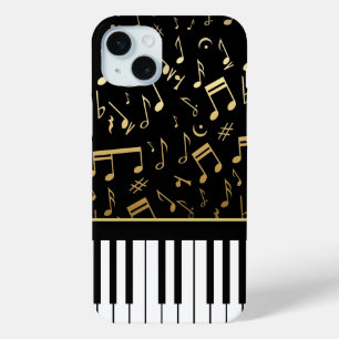 Coque Case-Mate iPhone Notes musicales et touches de piano Noir et Or