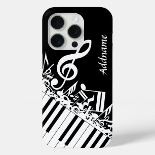 Coque iPhone 15 Pro Notes musicales et touches de piano personnalisées