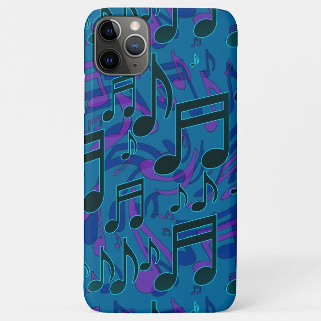 Coques Case-Mate iPhone Notes musicales Motif musical Bleu vert pourpre (Dos)