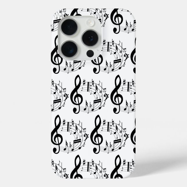 Coques Case-Mate iPhone Notes musicales noires en Motif de forme ovale (Verso)