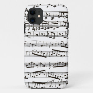 Coque iPhone 11 Notes musicales noires et blanches