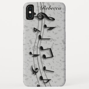 Coque Pour iPhone XS Max Notes musicales noires et grises personnalisées