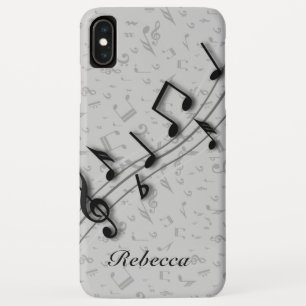 Coque Pour iPhone XS Max Notes musicales noires et grises personnalisées