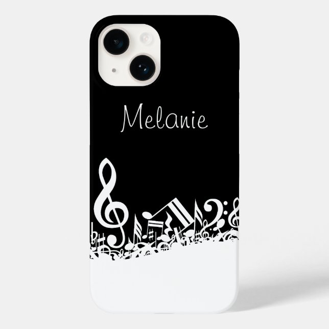 Coques Case-Mate iPhone Notes musicales personnalisées blanches mélangées  (Verso)