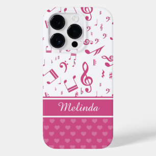 Coques Pour iPhone Notes musicales personnalisées et Coeurs Motif ros