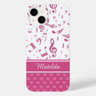 Coque Case-Mate iPhone Notes musicales personnalisées et Coeurs Motif ros