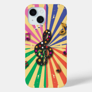 Coque Pour iPhone 15 Notes musicales sur Sunsplash Arrière - plan