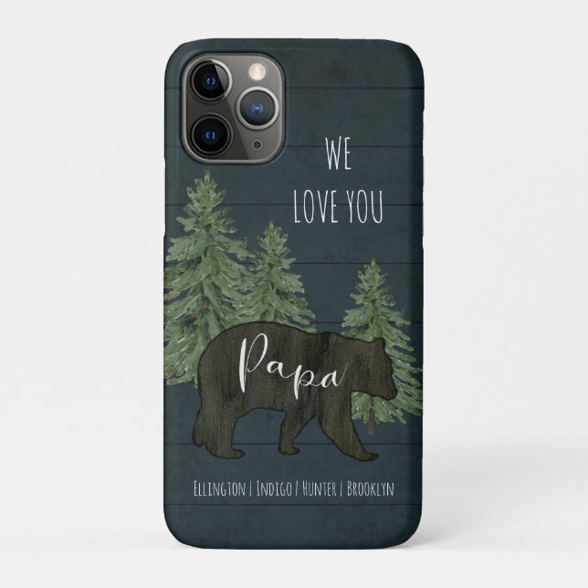 Coques Case-Mate iPhone Nous t'aimons Papa Ours Forest Petits-enfants Bleu (Dos)