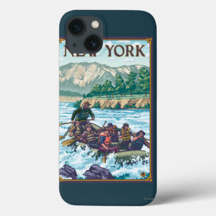 Etui iPhone 13 Nouveau YorkRiver transportant la scène par radeau