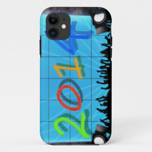 Coque iPhone 11 Nouvel An 2014 Office City Party Colorful Fun Art