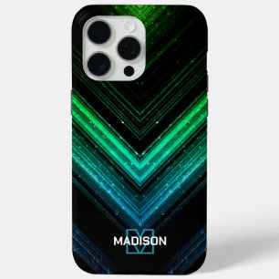 Coque Case-Mate iPhone Nouvel aquron vert de chevron vert d'aqua en métal