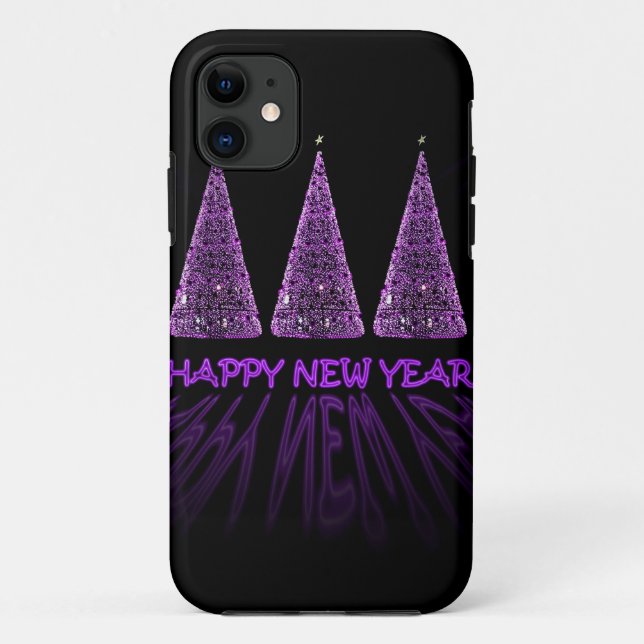 Coques Case-Mate iPhone nouvelle année violette heureuse (Dos)