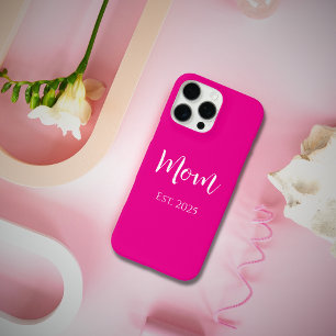 Coque iPhone 16 Pro Max Nouvelle Maman Rose Chaud Élégant Fête des Mères 