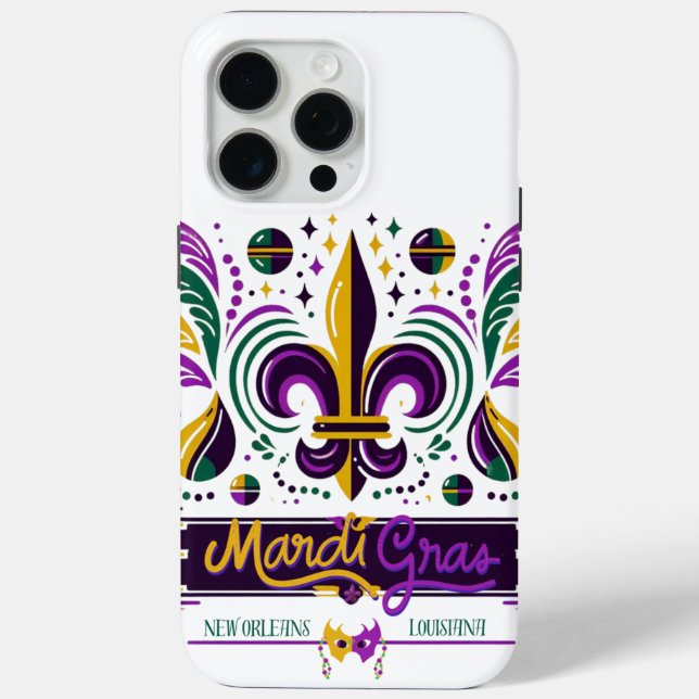 Coques Case-Mate iPhone Nouvelle-Orléans Mardi Gras jaune violet vert (Verso)