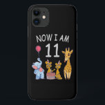Case-Mate iPhone Case Now I, 11 ans old 11th Birthday at the Zoo<br><div class="desc">Joyeux anniversaire. Funny and lovely Kids Birthday design with a cute Elephant,  two ferrets and a girafe celebrating your birthday at the zoo.</div>