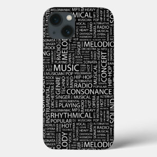 iPhone 13 Case Nuage de mot de motif de MUSIQUE