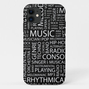 Coque iPhone 11 Nuage de mot de motif de MUSIQUE