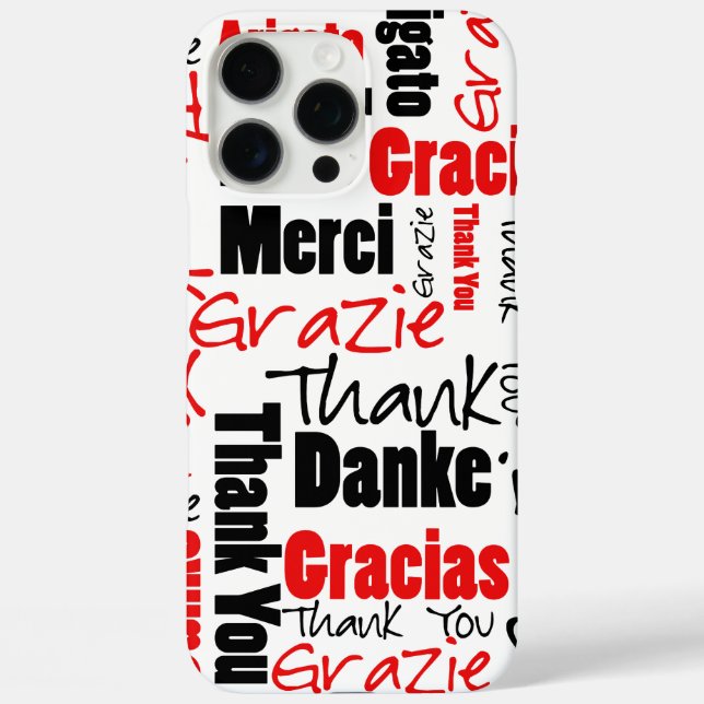 Coques Case-Mate iPhone Nuage de mots Merci Noir et Rouge (Verso)