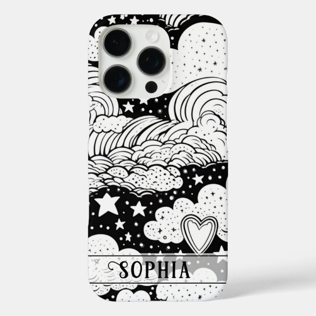 Coques Case-Mate iPhone Nuages célestes étoiles Doodle personnalisé (Verso)