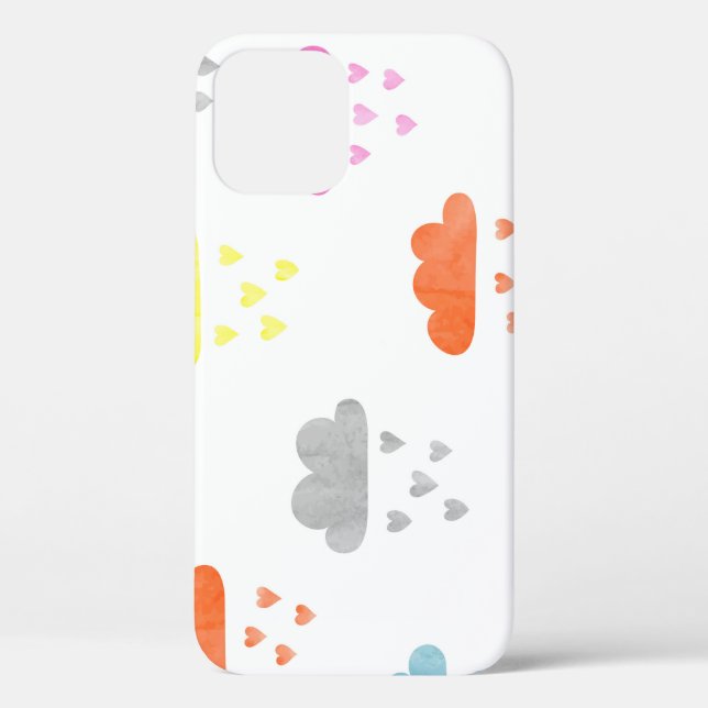 Coques Case-Mate iPhone Nuages de rêve : pluie cardiaque aquarelle (Verso)