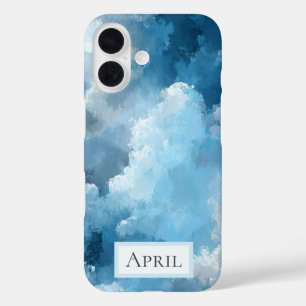 Coque Pour iPhone 16 Nuages peints en bleu et blanc
