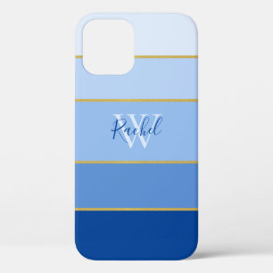Case-Mate iPhone Case Nuances de bleu Ombre Couleur Bloc Monogrammé