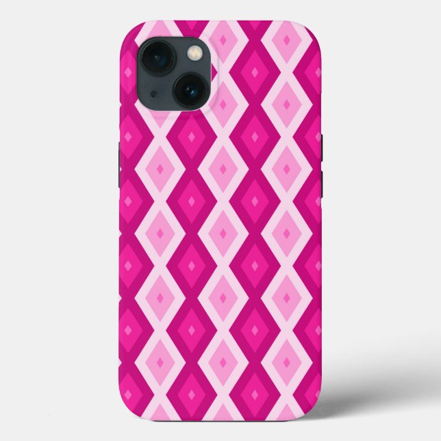 Coques Case-Mate iPhone Nuances de fuchsia diamant motif Coque-Mate iPhone (Verso)