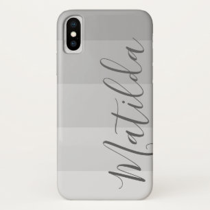 Case-Mate iPhone Case Nuances de gris Ombre Stripe Nom personnalisé