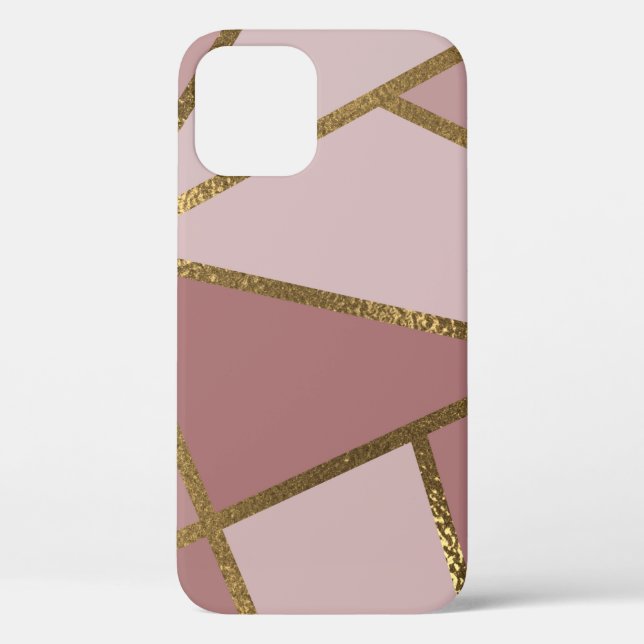 Coques Case-Mate iPhone Nuances de rose mauve et bronze doré géométrique G (Verso)