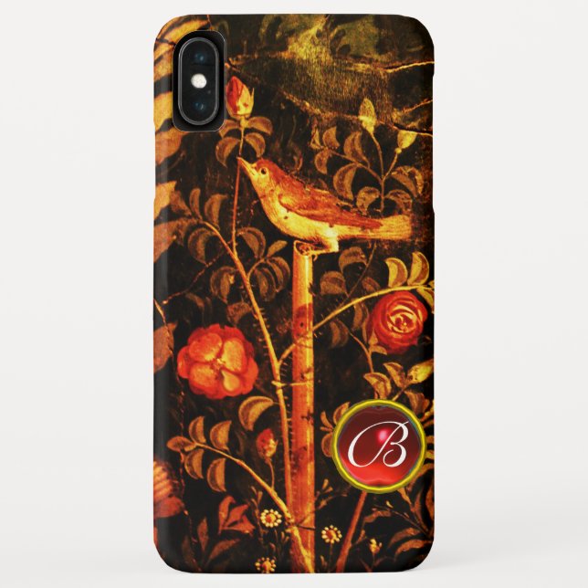 Coques Case-Mate iPhone NUIT AVEC MONOGRAMME ROSE, Jaune rouge (Dos)