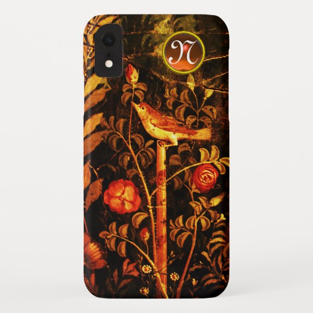 Coques Case-Mate iPhone NUIT AVEC MONOGRAMME ROSE, Jaune rouge (Dos)