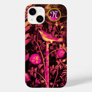 Coques Pour iPhone NUIT AVEC MONOGRAMME ROSE, Rose Black Jaune