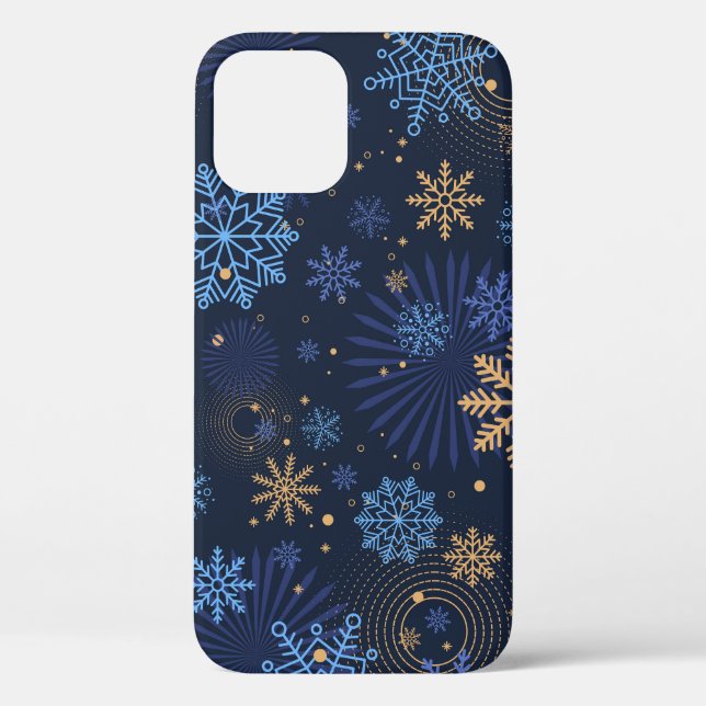 Coques Case-Mate iPhone Nuit d'hiver : Blue Snowflake Motif. (Verso)