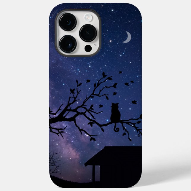 Coques Case-Mate iPhone Nuit d'illustration bleue (Verso)