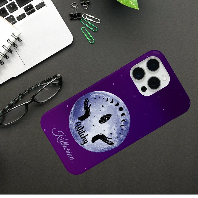 Coques Case-Mate iPhone Nuit ensorcelante - Noms des phases lunaires mysti (Créateur téléchargé)