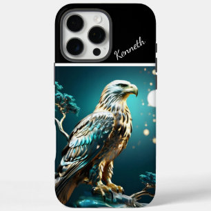 Coque iPhone 16 Pro Max Nuit illuminée de Lune avec Aigle d'Or