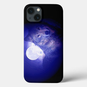 iPhone 13 Coque Nuit loup et bleu