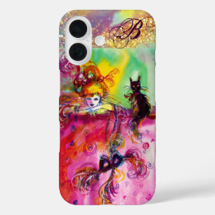 COQUES iPhone 16 NUIT MASQUÉRADE / DAME AVEC CHAT NOIR MONOGRAM