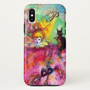 COQUE Case-Mate iPhone NUIT MASQUÉRADE / DAME AVEC CHAT NOIR MONOGRAM