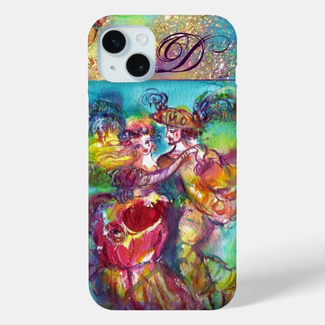 COQUES Case-Mate iPhone NUIT MASQUÉRADE / MONOGRAMME DE DANSE CARNAVALE (Verso)