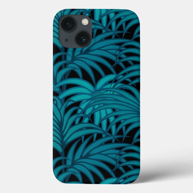 Coques Case-Mate iPhone Nuit Tropical Turquoise Palm Feuilles (Verso)