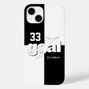 Coque Case-Mate iPhone numéro de maillot de fille de soccer noir blanc