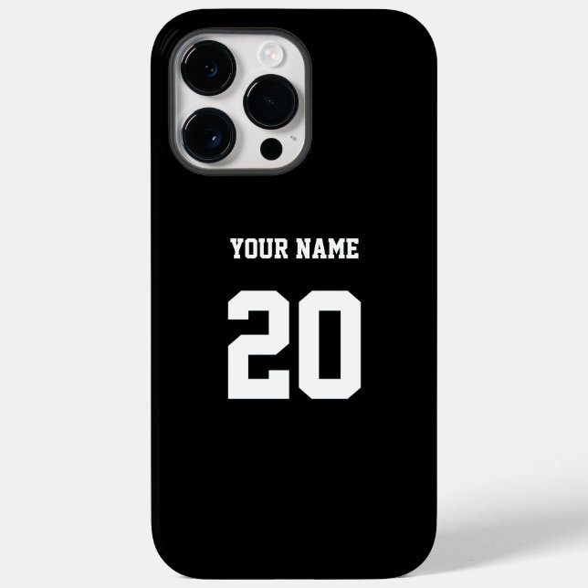 Coques Case-Mate iPhone Numéro et nom personnalisés noir et blanc (Verso)